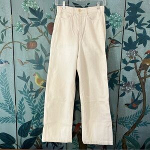 Gravel & Gold Cotton High Rise Wide Leg Placer Pants in Natural, Sz 0